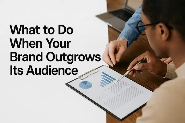 A marketing team reviews data charts and brand insights during a strategy meeting.