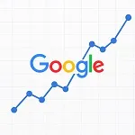 The Google logo with an upward-trending analytics chart, symbolizing staying aligned with Google algorithm changes — icon for Parrot Branding.