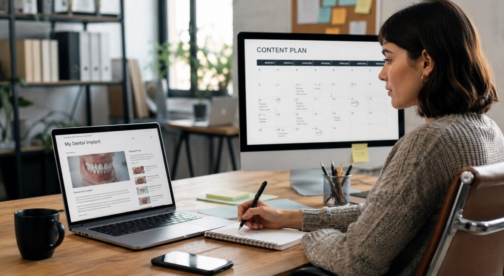 SEO content marketing strategy for dental implant patient lead generation
