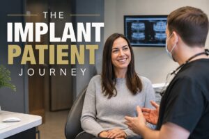 The implant patient journey from dental implant consultation to treatment and recovery.